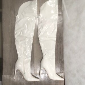 Fashion Nova White Heeled Boots